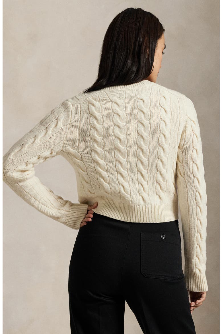 Cable Knit Wool & Cashmere Cardigan, Alternate, color, WHITE