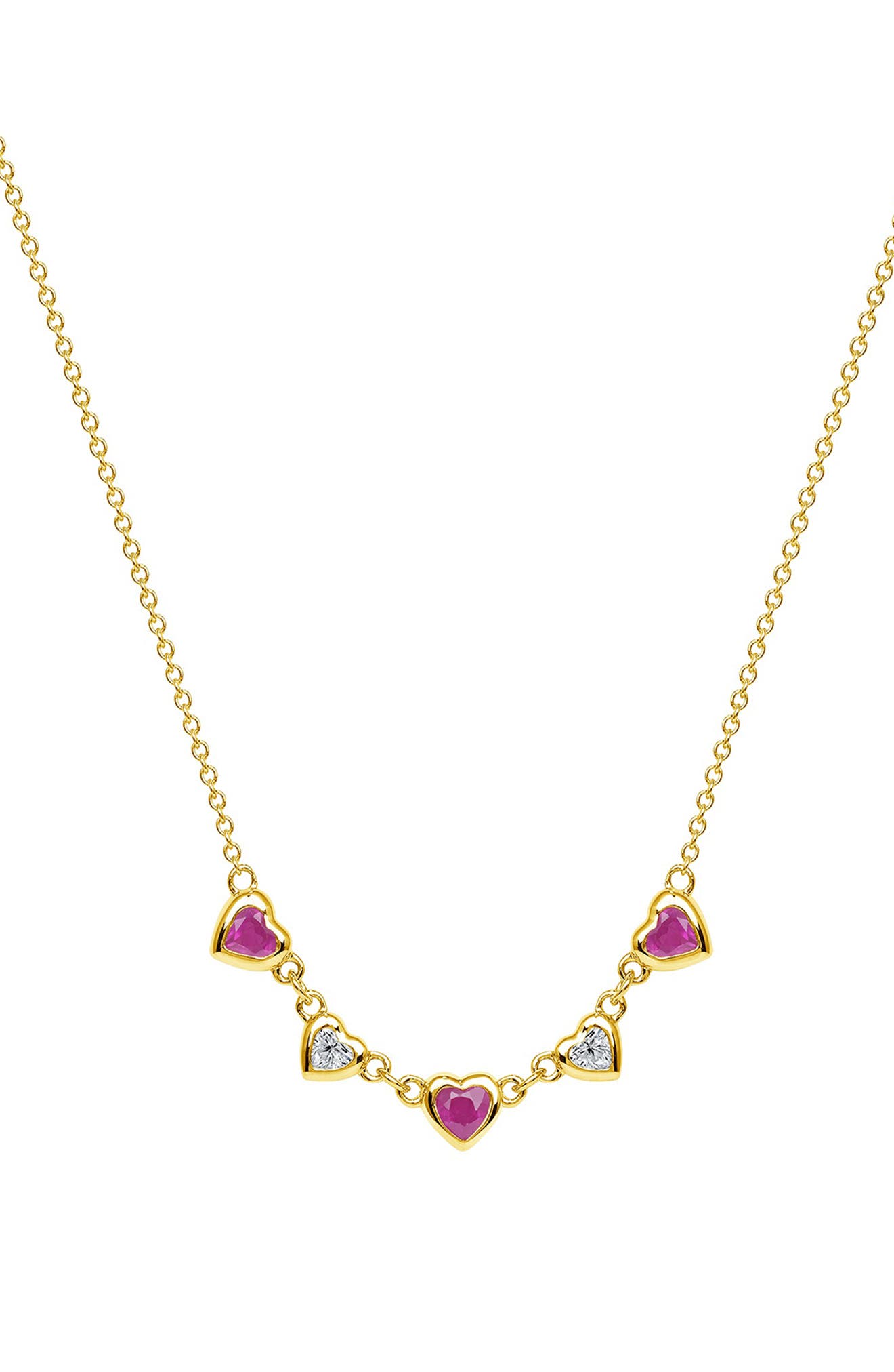 RON HAMI 18K Yellow Gold Diamond Ruby Heart Necklace - 0.1 ctw. (Women ...