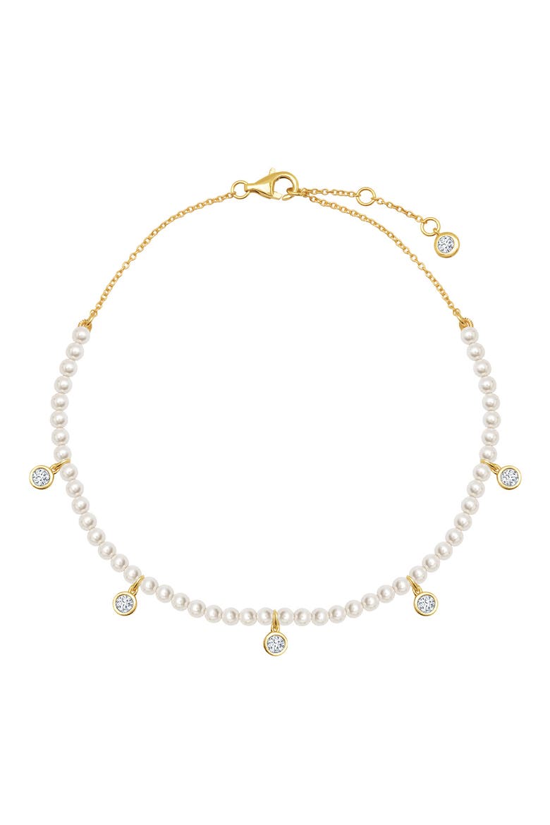 Cultured Pearl Anklet, Main, color, PURE PLATINUM/ CLEAR STONE