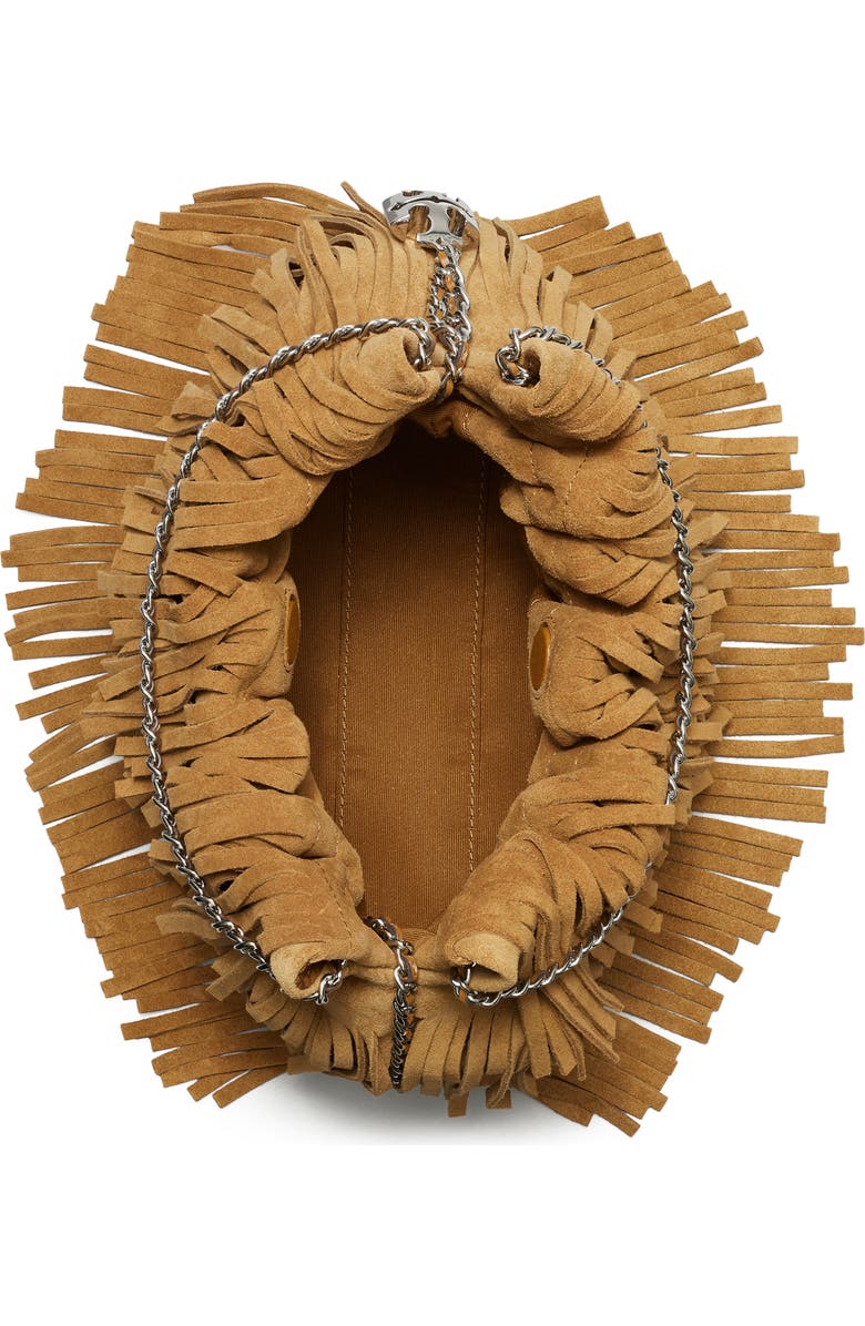 Tory Burch Mini Fleming Suede Fringe Hobo Bag, Alternate, color, Wild Tabacco