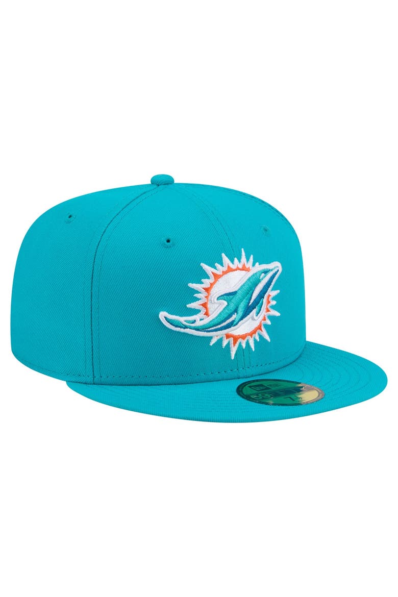 Men's New Era Aqua Miami Dolphins 59FIFTY Fitted Hat, Alternate, color, Aqua