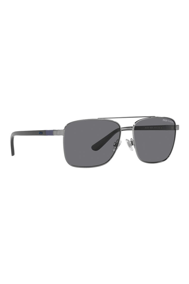 59mm Polarized Pillow Sunglasses, Alternate, color, SHINY GUNMETAL / POLAR GREY