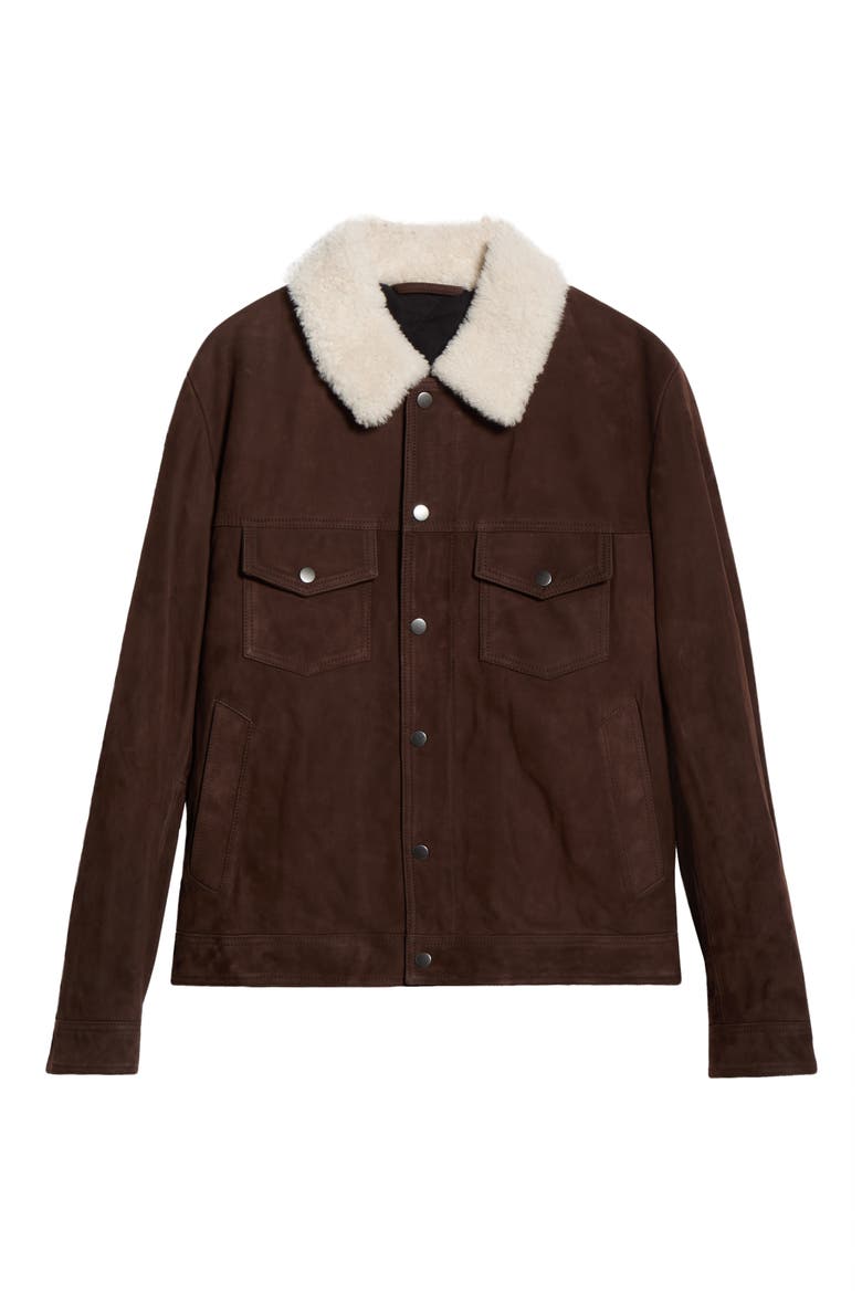 x Beckham Mordy Suede & Genuine Shearling Jacket, Alternate, color, OPEN BROWN