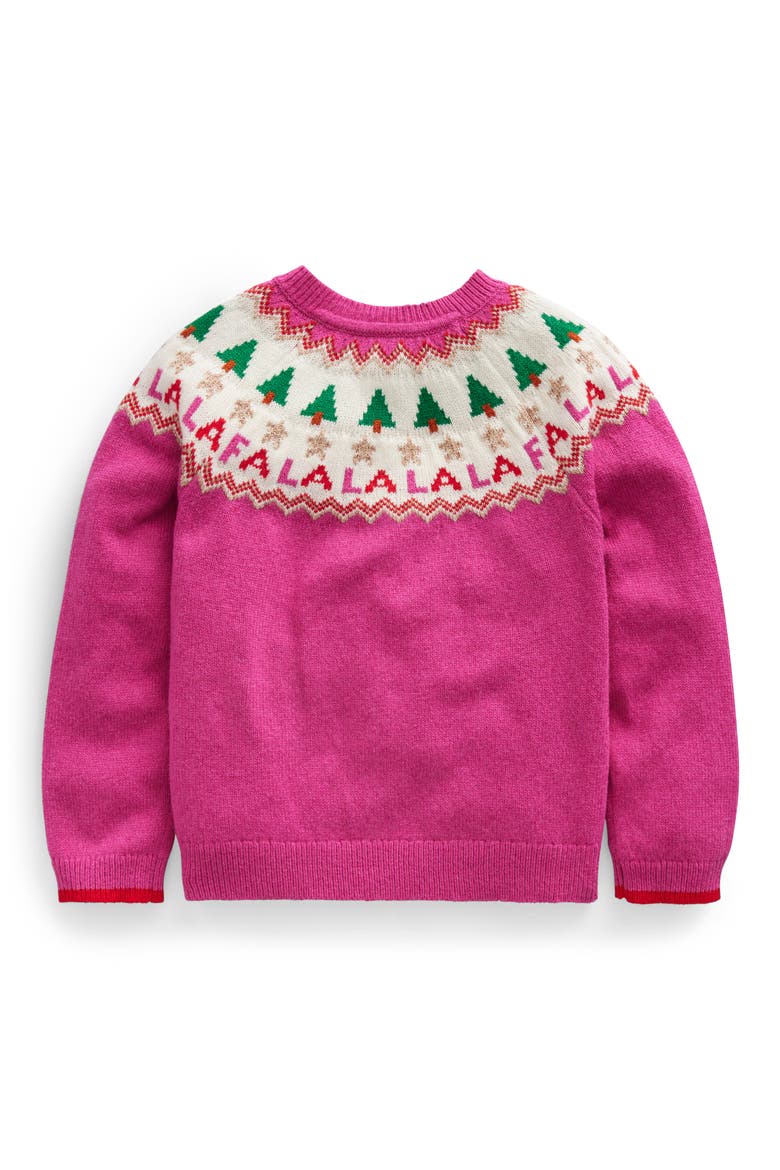 Kids' Holiday Fair Isle Cardigan, Alternate, color, VIBRANT PINK FESTIVE