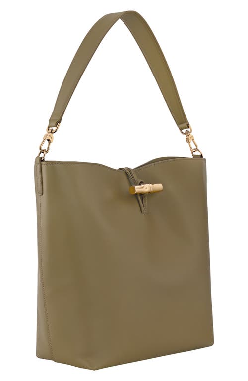 Longchamp Bamboo Clasp Leather Shoulder Bag In Green