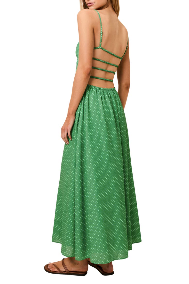 The Delta Swiss Dot Open Back Maxi Sundress, Alternate, color, TURTLE GREEN