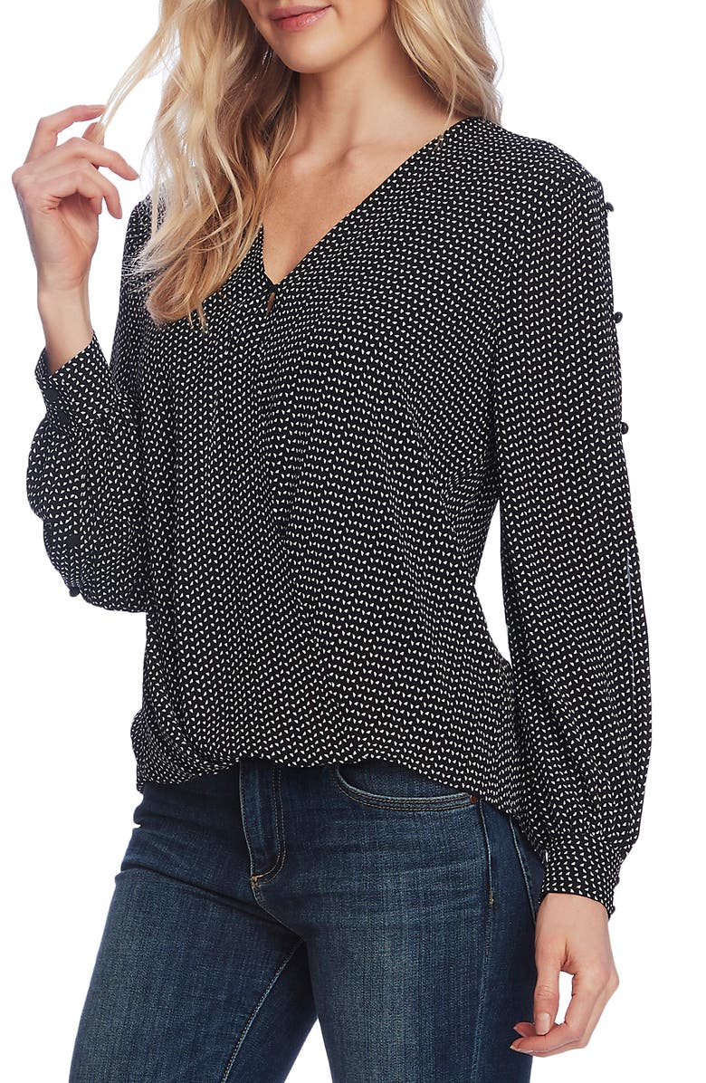 Vince Camuto Textured Fragments Print Split Sleeve Top, Alternate, color,