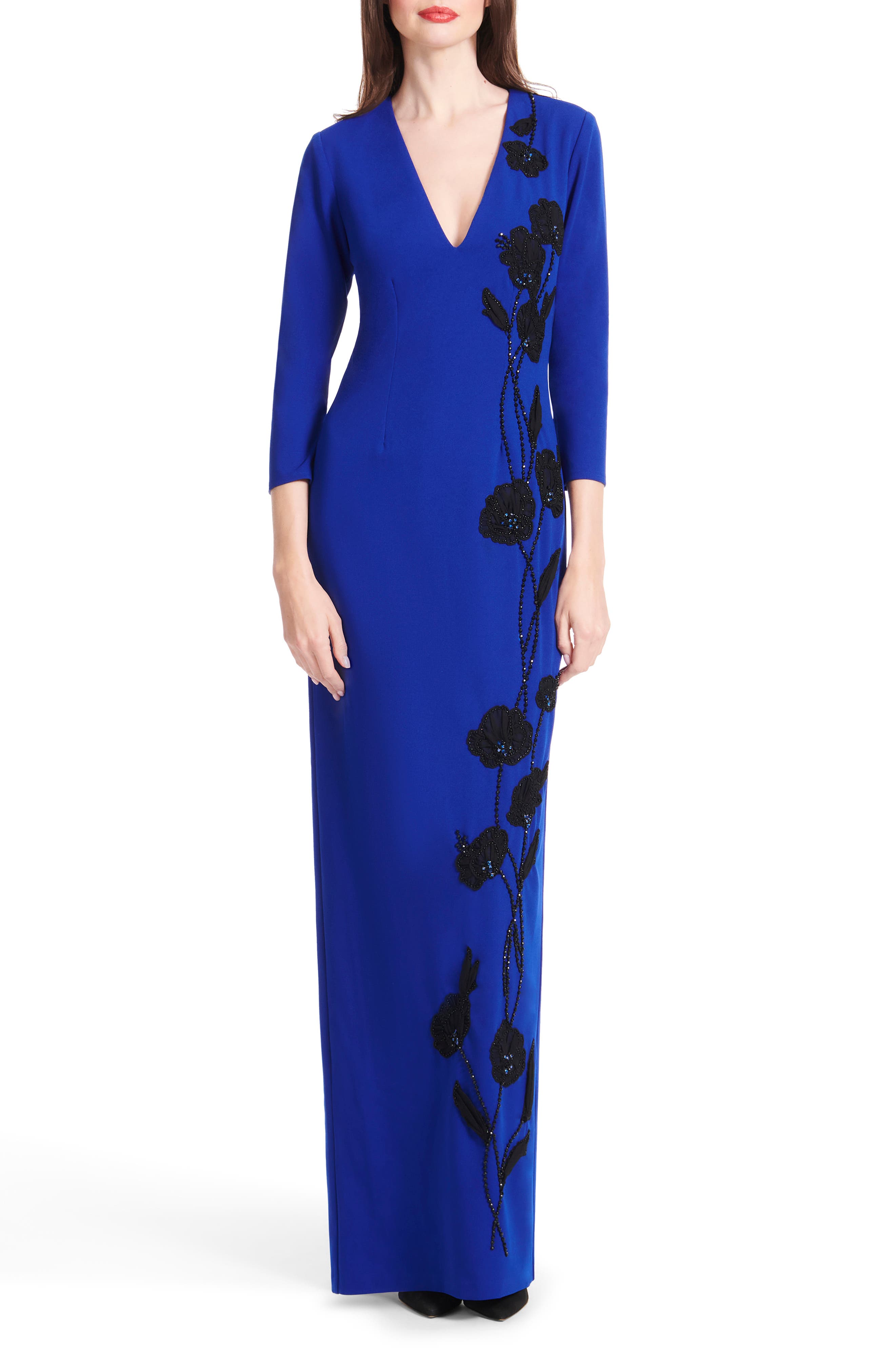 Beaded Stretch Crepe Gown