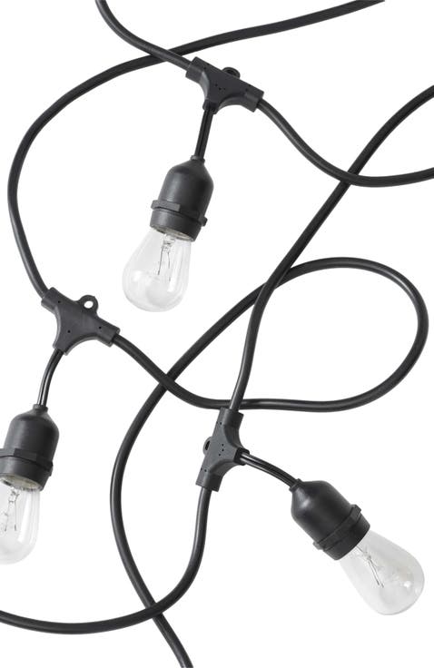 24 ft or 48 ft, Plug‑In Heavy Duty Incandescent Glow Outdoor String Lights, Weatherproof Glass Bulbs