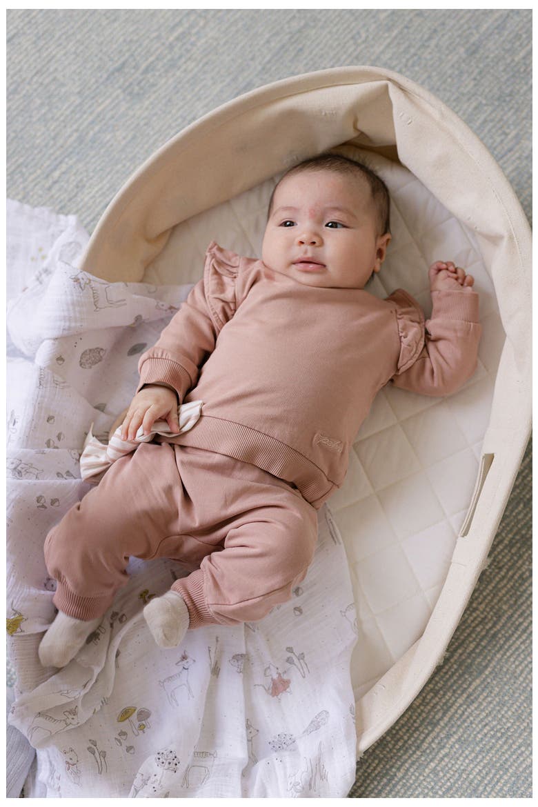Organic Cotton French Terry Harem Pants, Alternate, color, SOFT PEONY