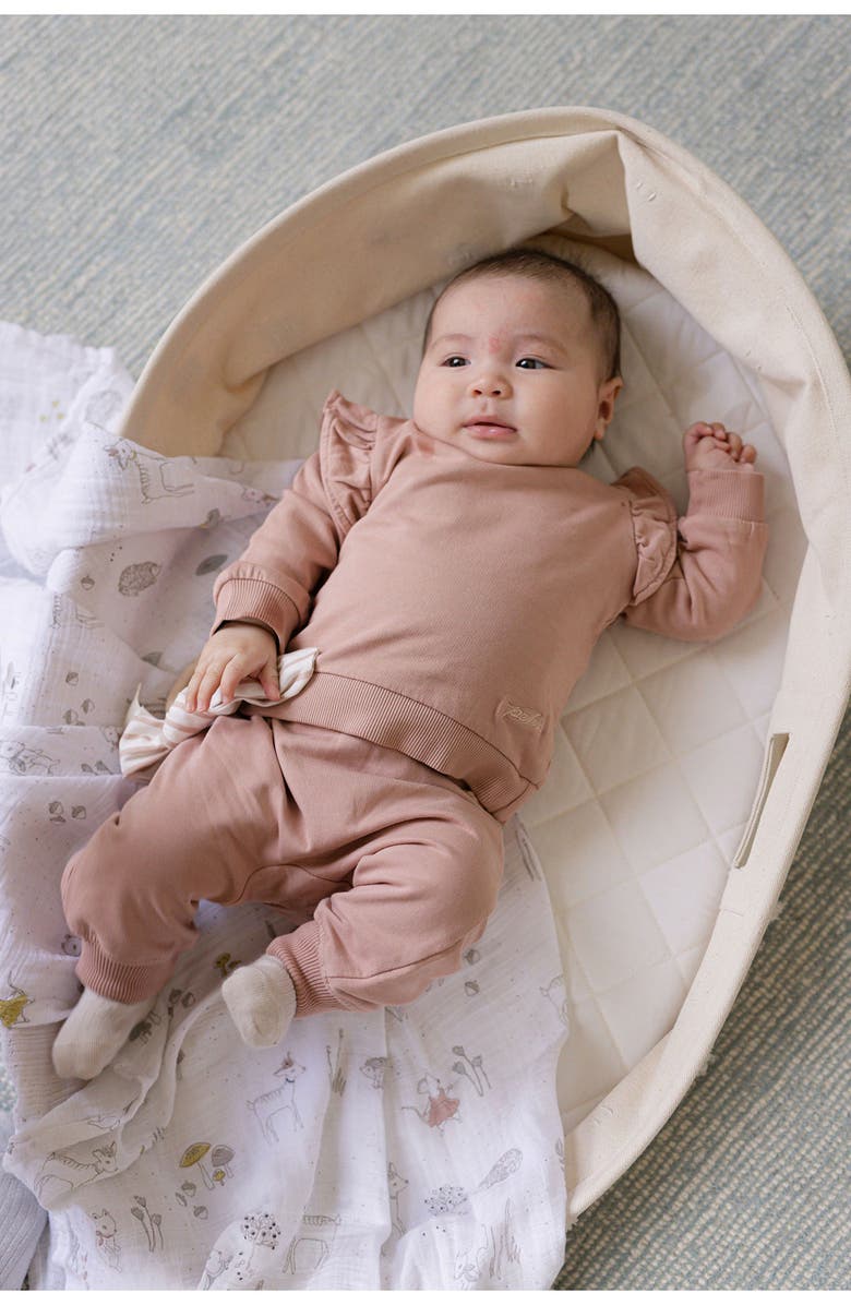 Pehr Organic Cotton French Terry Harem Pants, Alternate, color, Soft Peony