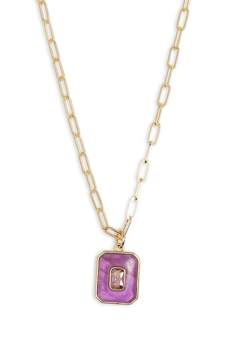 Cubic Zirconia Inlay Stone Pendant Necklace