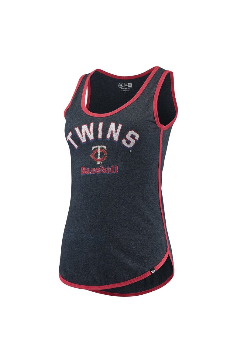 New Era Women's New Era Heathered Navy Minnesota Twins Contrast Binding Scoop Neck Tank Top, Alternate, color, 