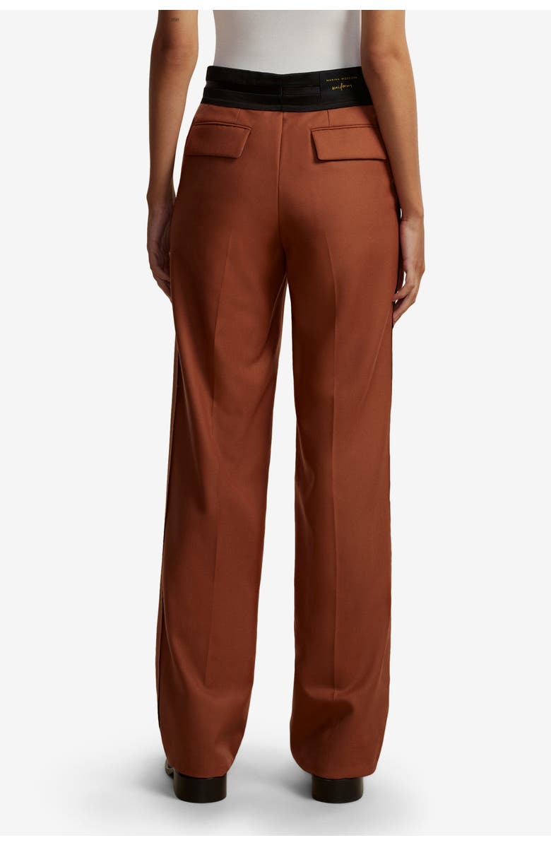 Marina Moscone Relaxed Trouser w/ Raw Edge Detail, Alternate, color, Cognac