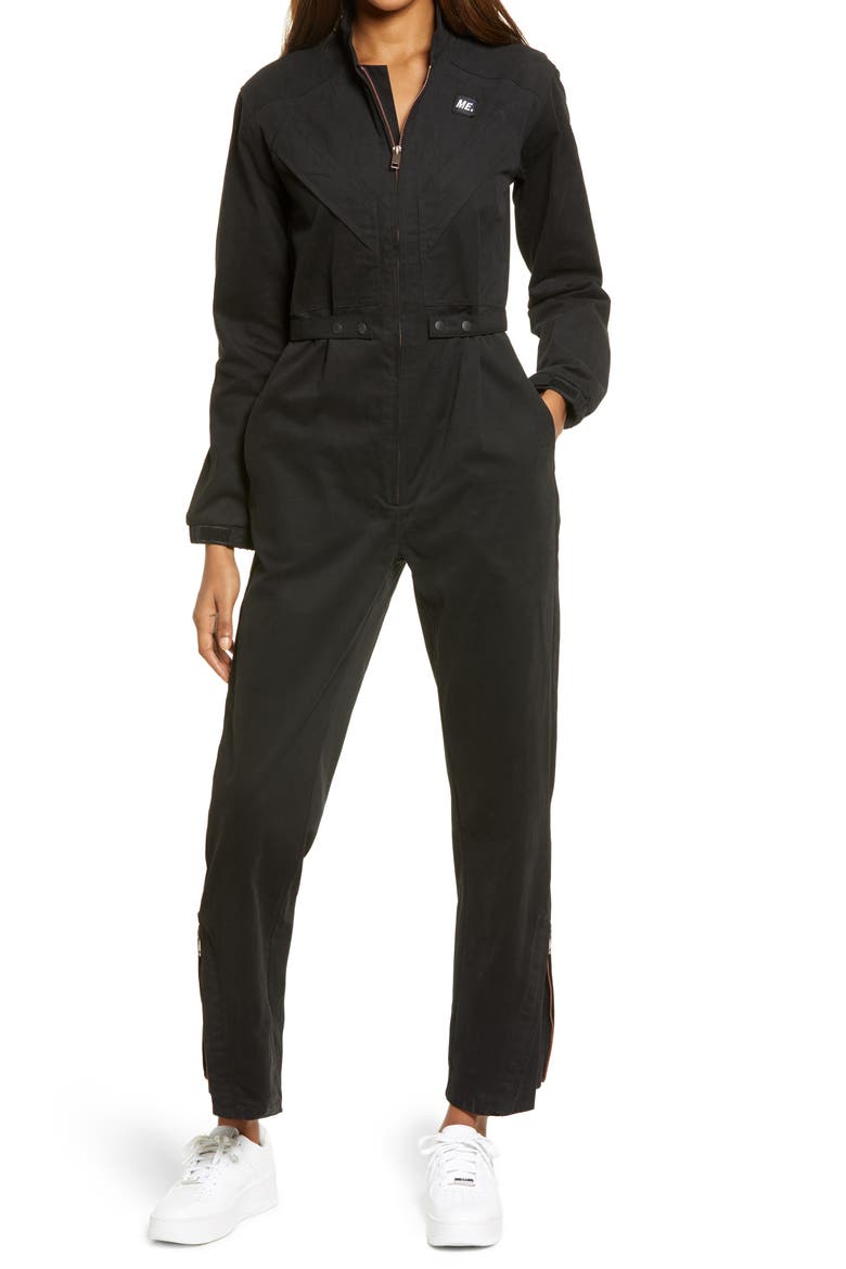 Bessie Cotton Jumpsuit, Main, color, BLACK