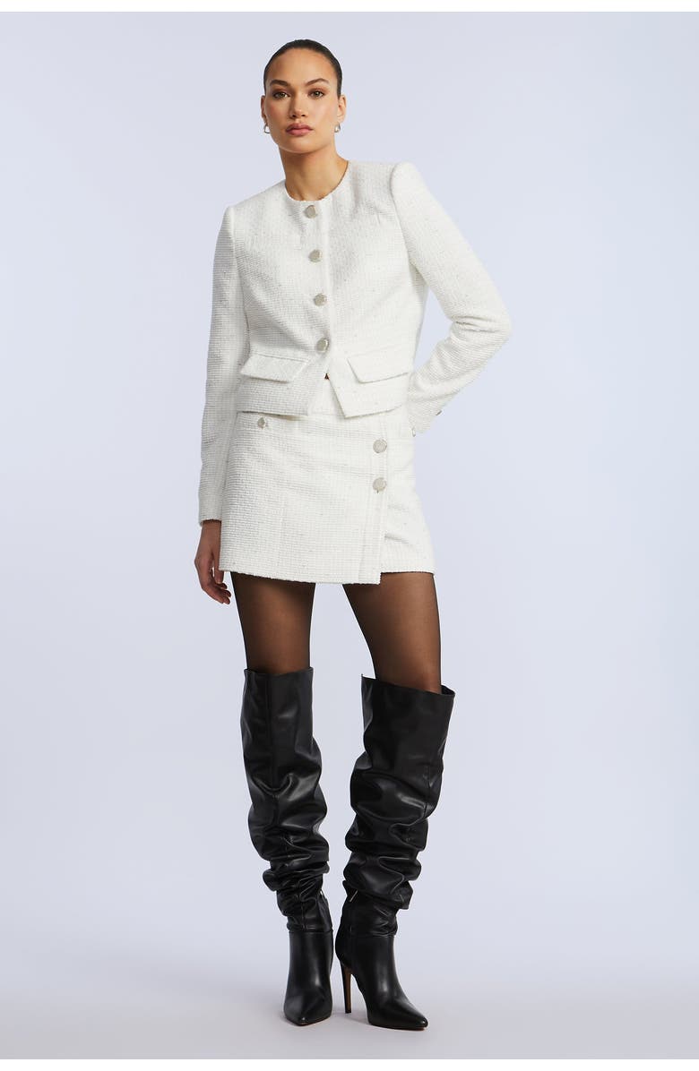 BCBGMAXAZRIA Tweed Wrap Short Skirt, Main, color, White