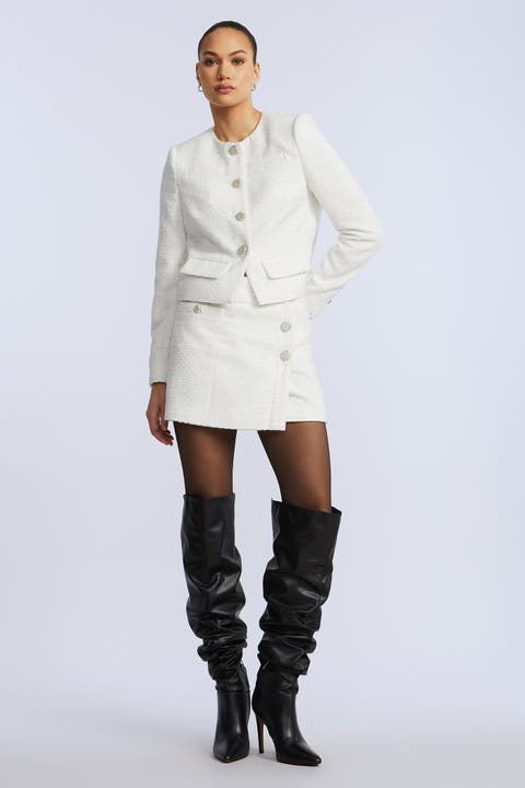 Tweed Wrap Short  Skirt