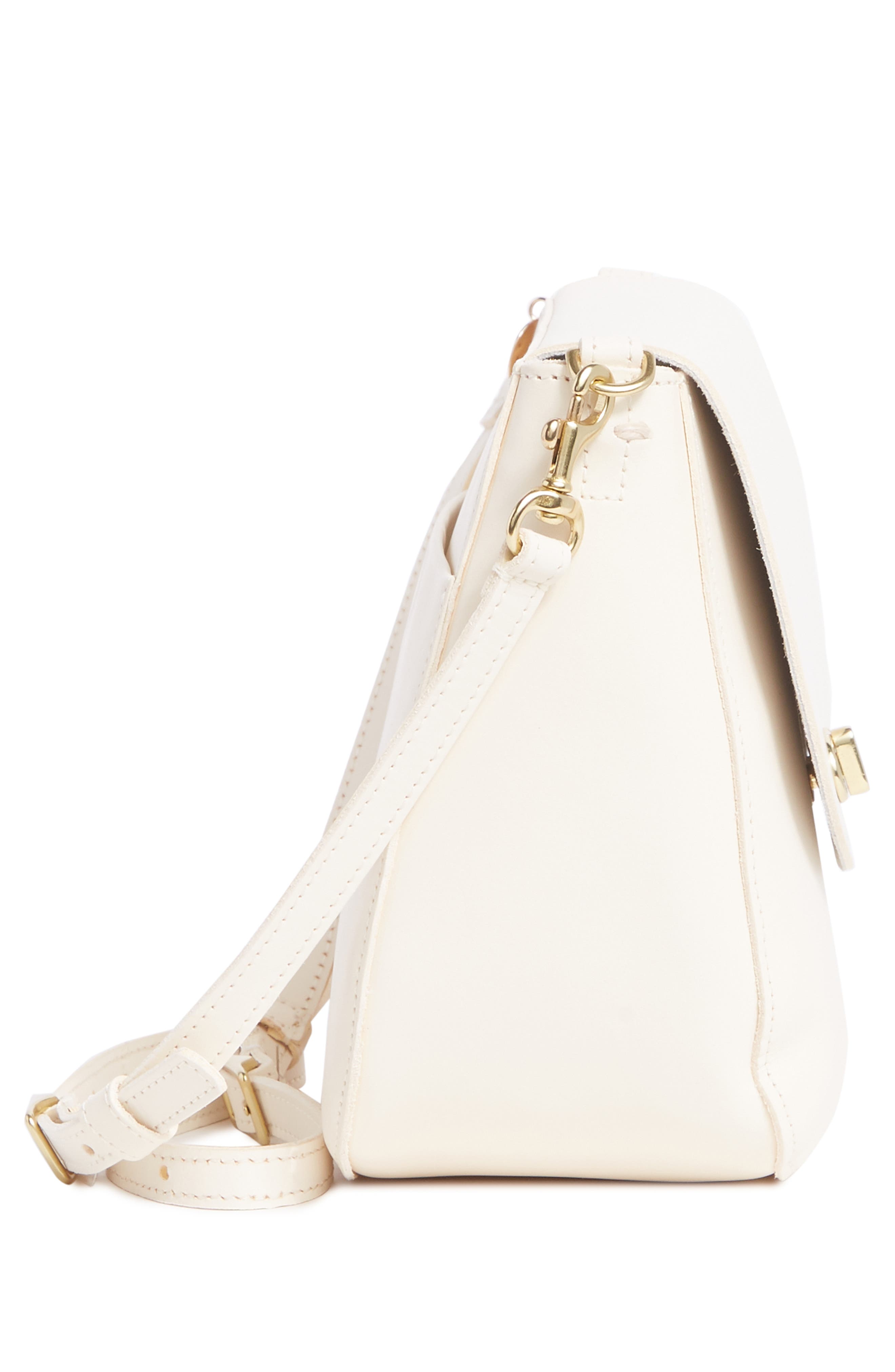 Clare V. Louis Leather Crossbody Bag, Alternate, color, Cream Veg