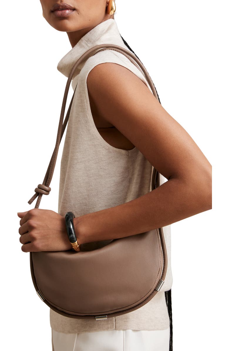 Reiss Harriet Leather Shoulder Bag, Alternate, color, Neutral