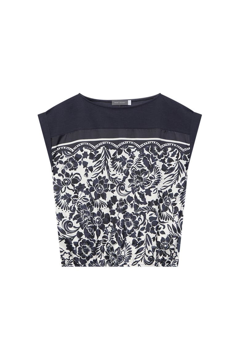 Floral Woven Print Top, Alternate, color, Black