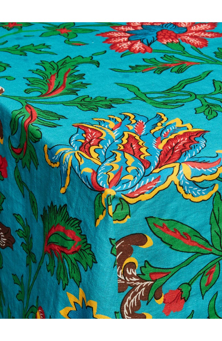 La DoubleJ Small Tablecloth (180X180) Dragon Flower Turche Turquoise, Alternate, color, Dragon Flower Turche Turquoise