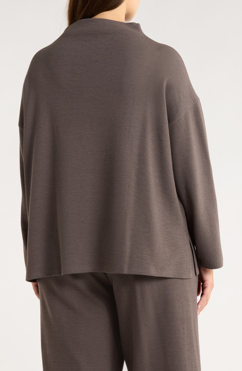 Eileen Fisher Funnel Neck Boxy Organic Cotton Blend Top, Alternate, color, Rye