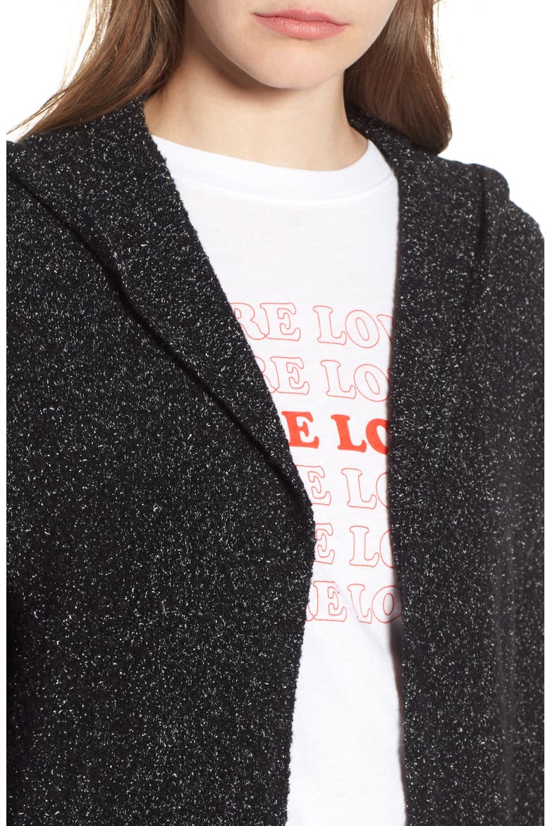 Hooded Cardigan, Alternate, color, BLACK
