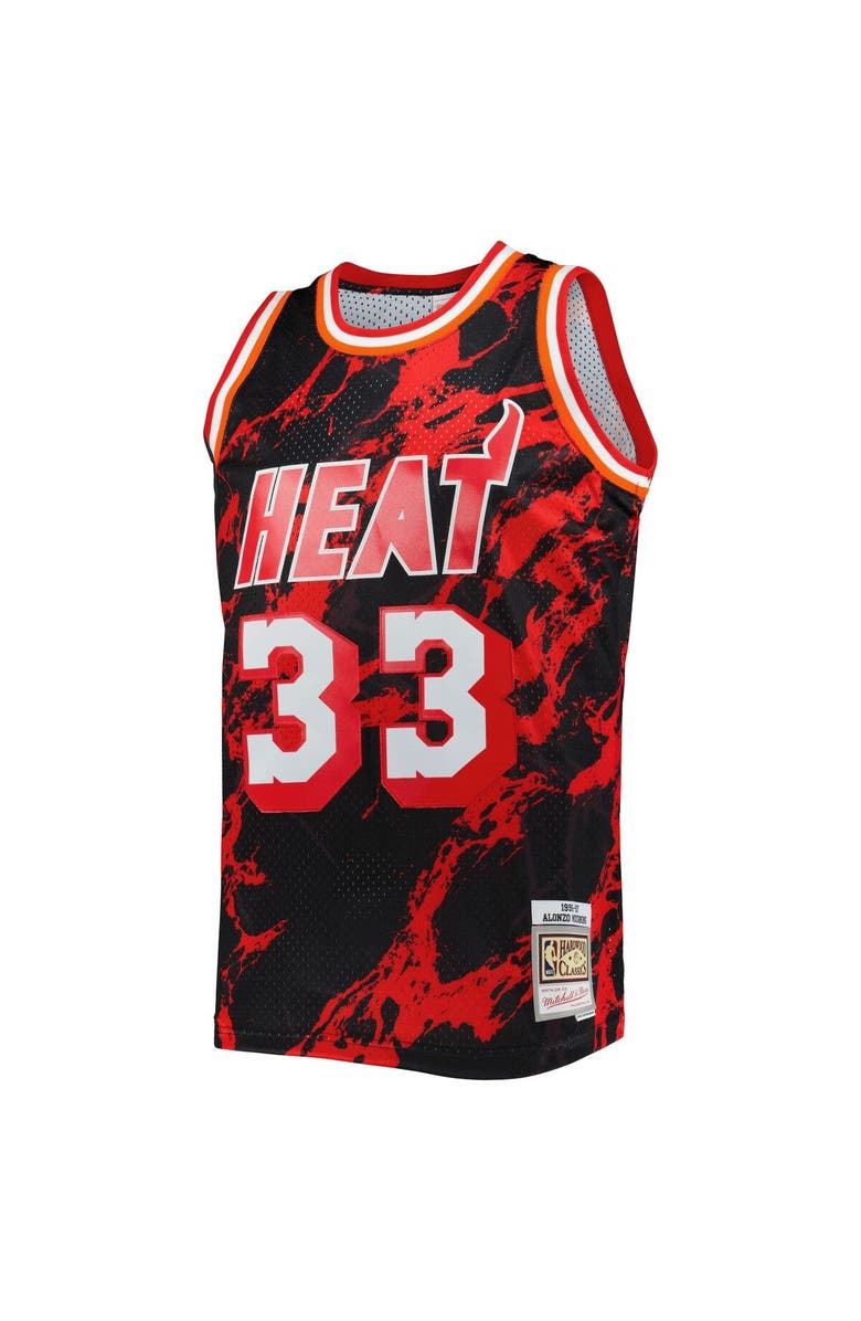 Mitchell & Ness Men's Mitchell & Ness Alonzo Mourning Black Miami Heat 1996/97 Hardwood Classics Marble Swingman Jersey, Alternate, color, Black