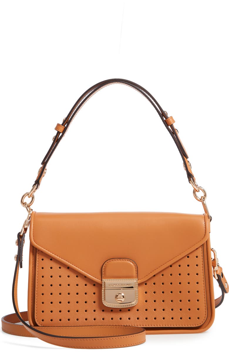 Longchamp Mademoiselle Calfskin Leather Crossbody Bag, Main, color, Honey