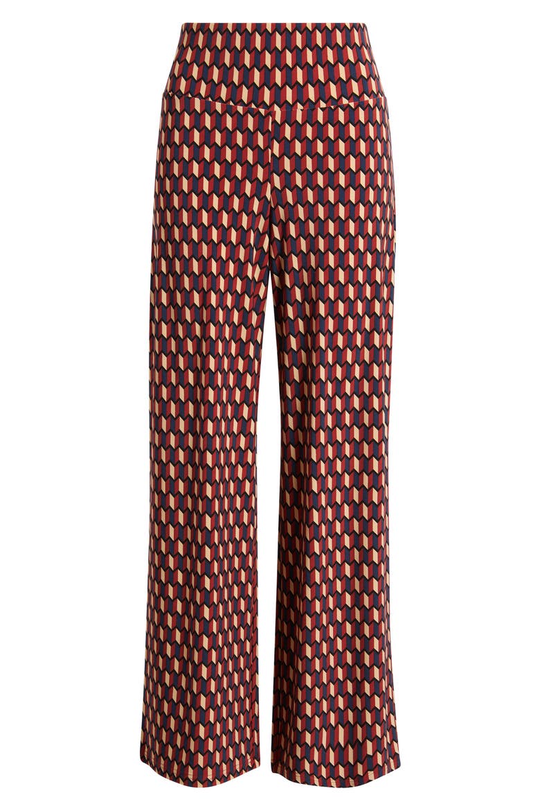 Geo Print Wide Leg Pants, Alternate, color, RUST MULTI