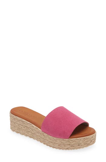 Cordani Bizzy Espadrille Platform Wedge Slide Sandal In Pink