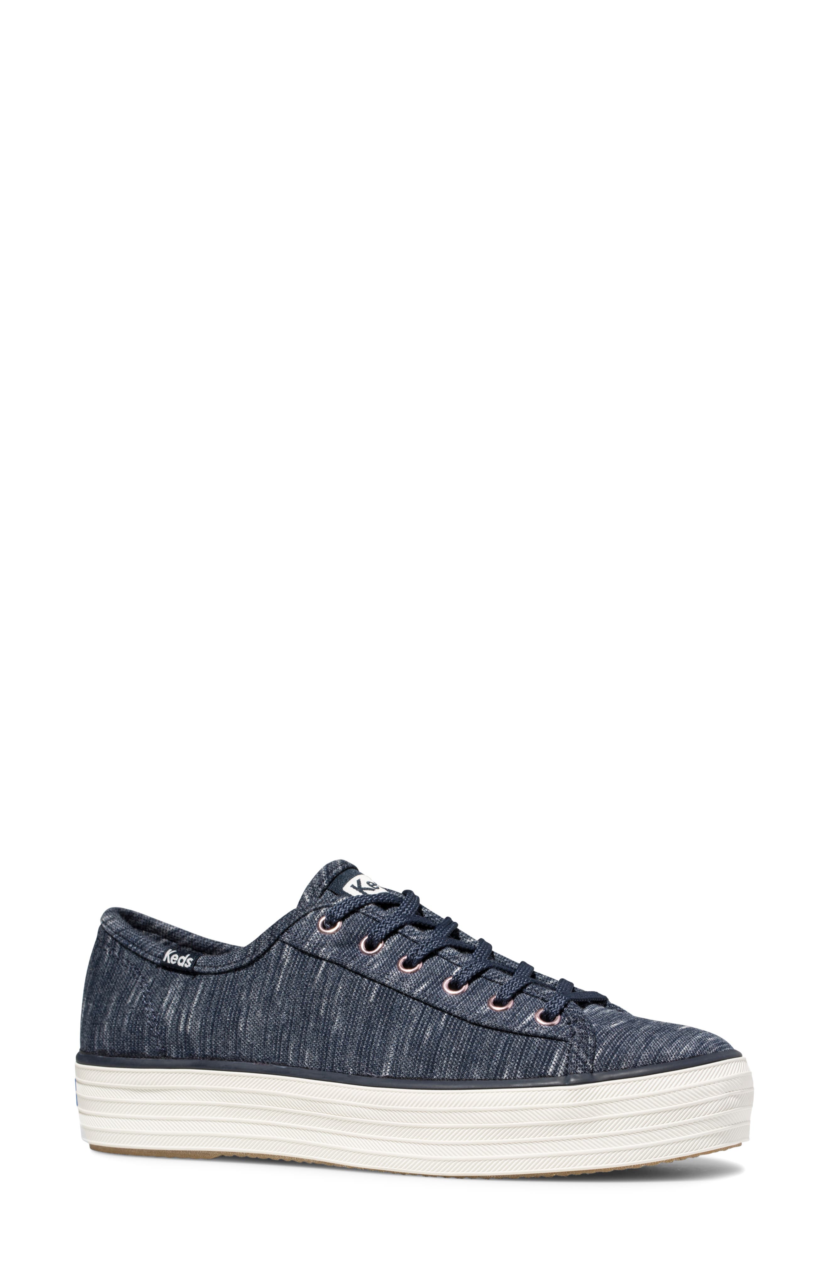 Triple Kick Platform Sneaker, Main, color, NAVY HEATHERED FABRIC