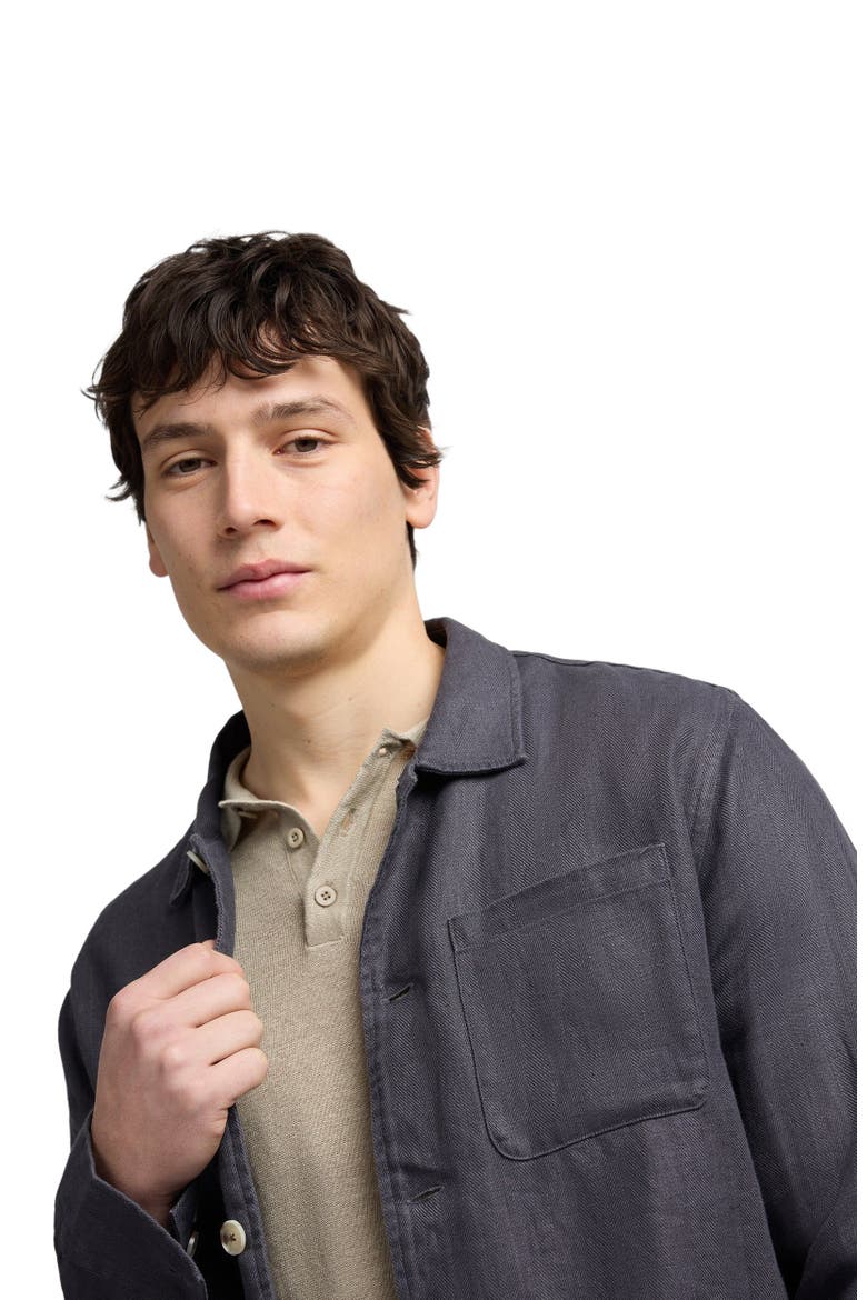 Linen Herringbone Overshirt, Alternate, color, Carbon