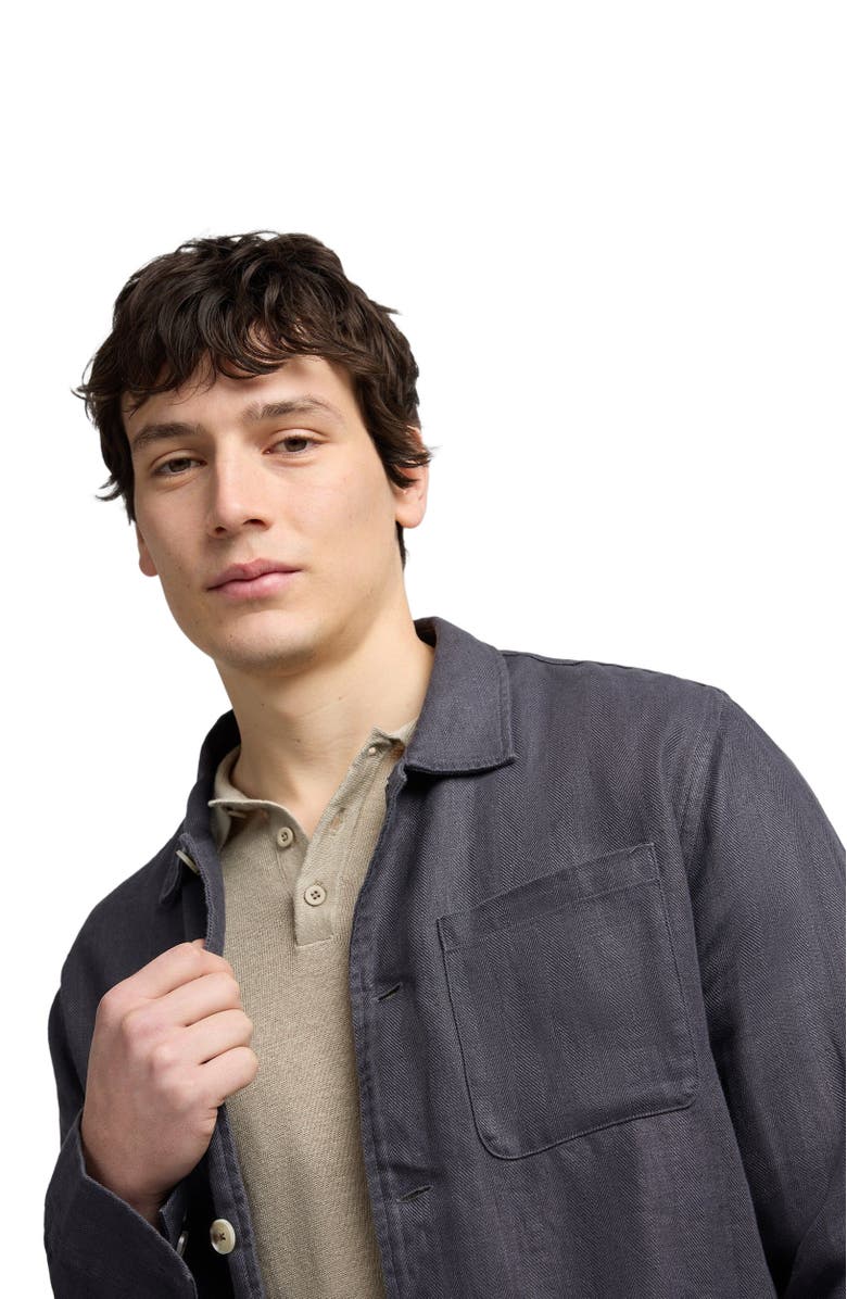 Onia Linen Herringbone Overshirt, Alternate, color, Carbon