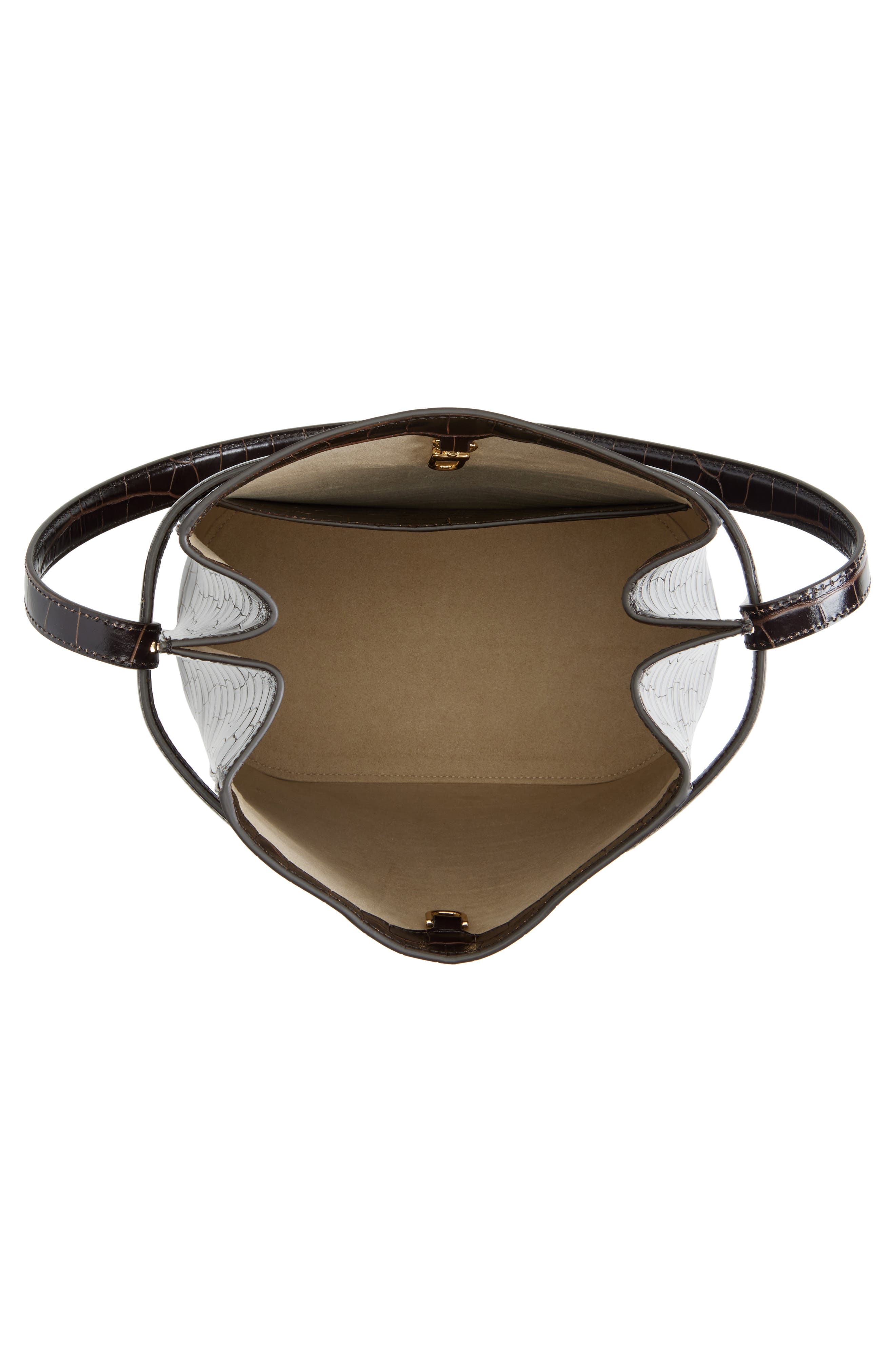 TOTEME Belted Croc Embossed Leather Bucket Bag, Alternate, color, Dark Brown