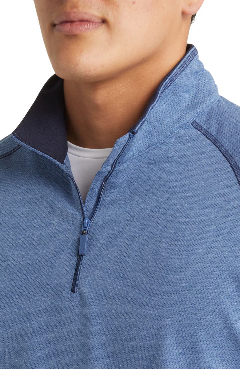 Johnston & Murphy XC4<sup>®</sup> Quarter Zip Piqué Performance Golf Pullover, Alternate, color, Blue