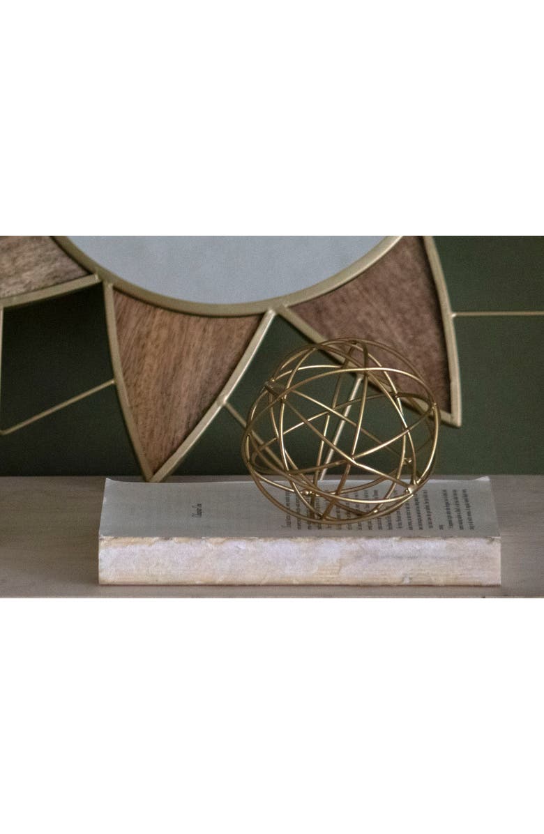 Foreside Home and Garden 4" Doreen Small Decorative Abstract Themed Tabletop Brass Metal Accent Sphere Figurine, Alternate, color, Gold