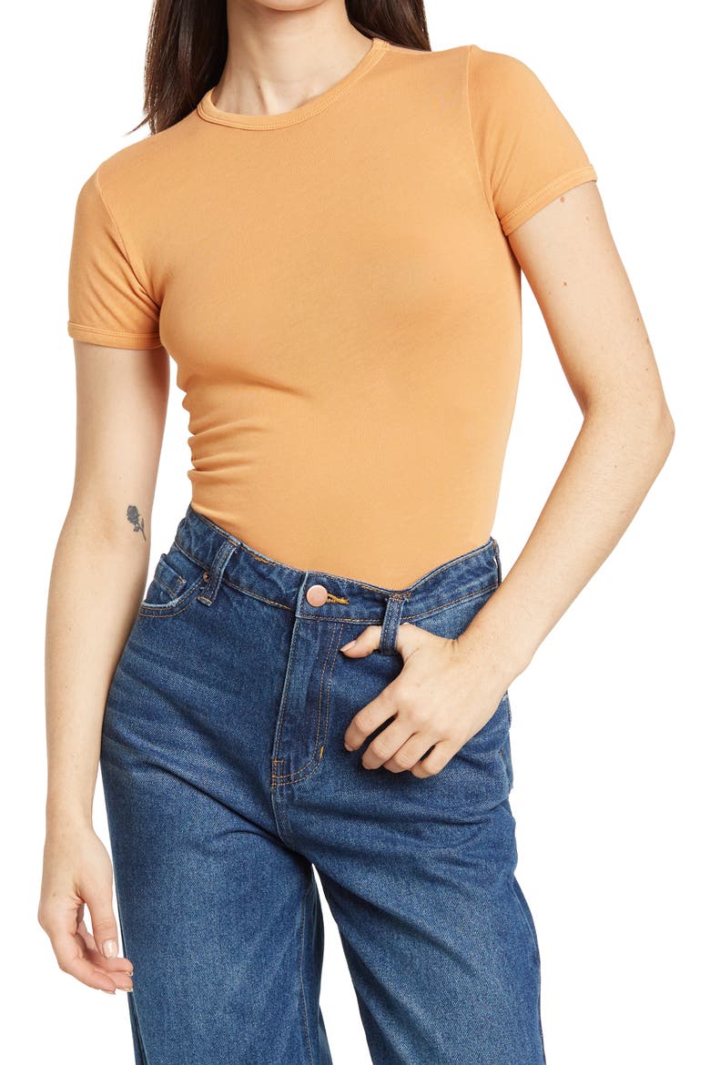 Ribbed Baby Tee, Main, color, ORANGE