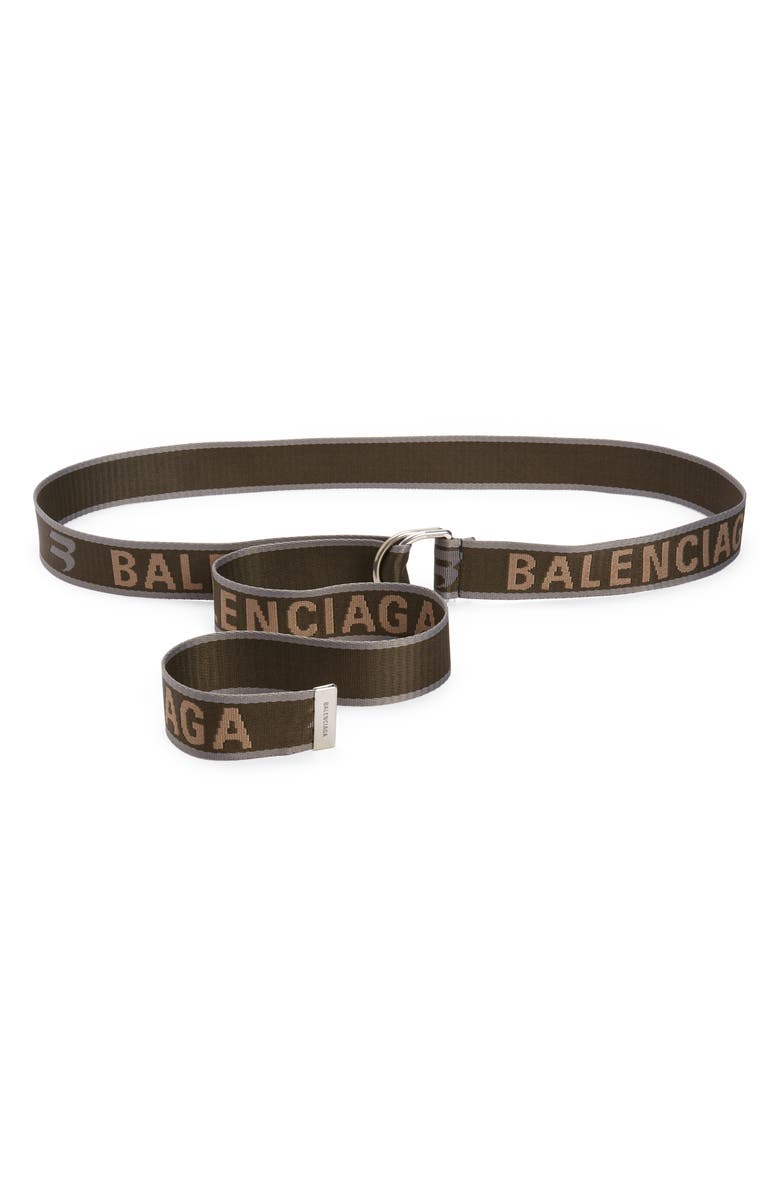Balenciaga Logo D-Ring Belt, Main, color, Khaki