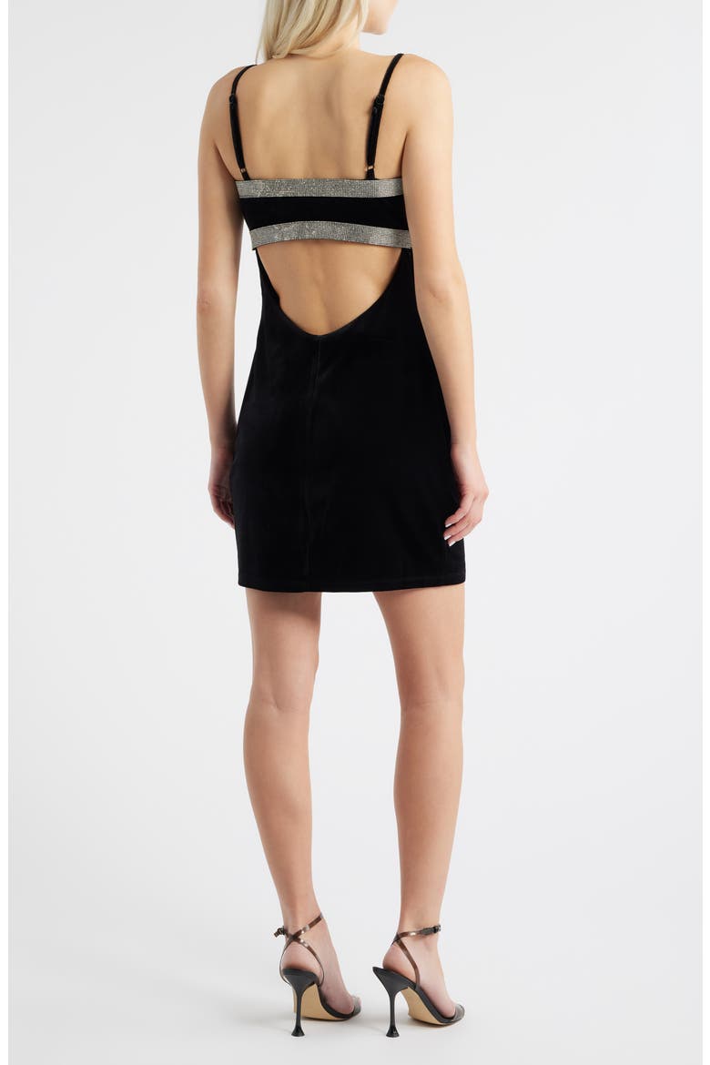 Embellished Velvet Minidress, Alternate, color, BLACK