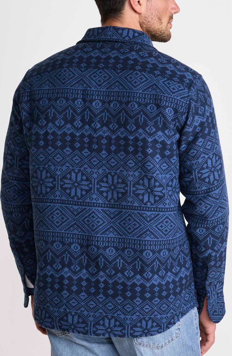 vineyard vines Snowflake Fair Isle Midweight Cotton Flannel Button-Up Overshirt, Alternate, color, Moonshine