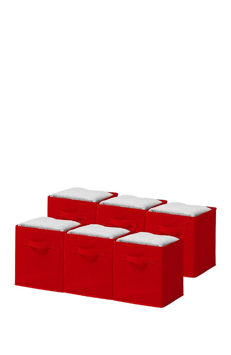 SORBUS Red Foldable Storage Cube Basket Bin - Pack of 6, Main, color, 