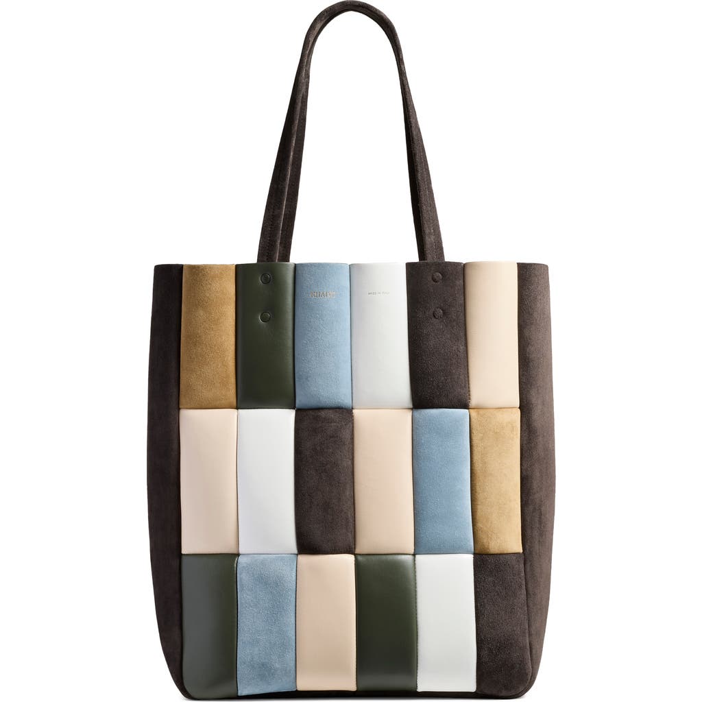 Khaite Womens Dark Brown Multi Zoe Patchwork Leather Tote Bag