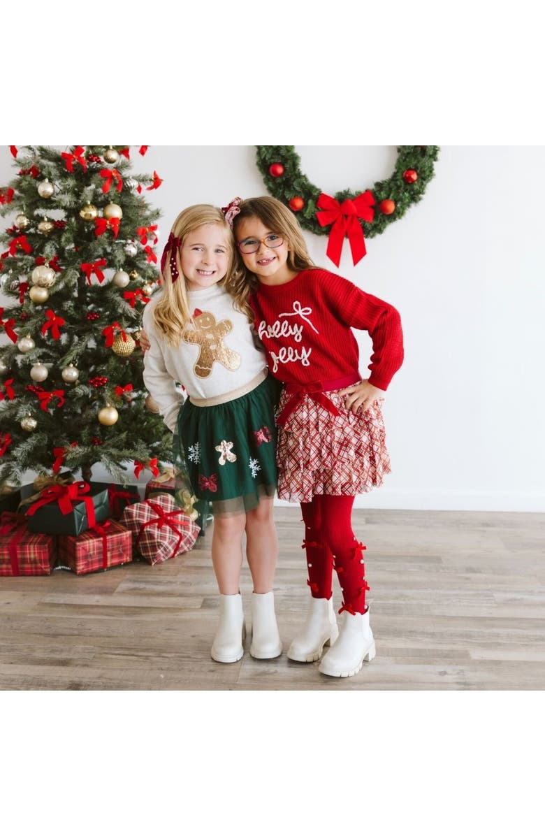 Sweet Wink Gingerbread Sequin Patch Christmas Sweatshirt, Alternate, color, Natural