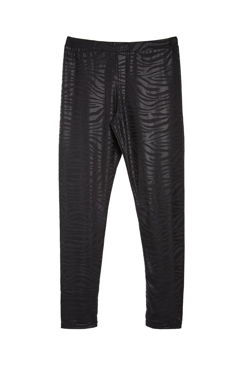 Kids' Zebra Comfort Stretch Leggings, Main, color, Black