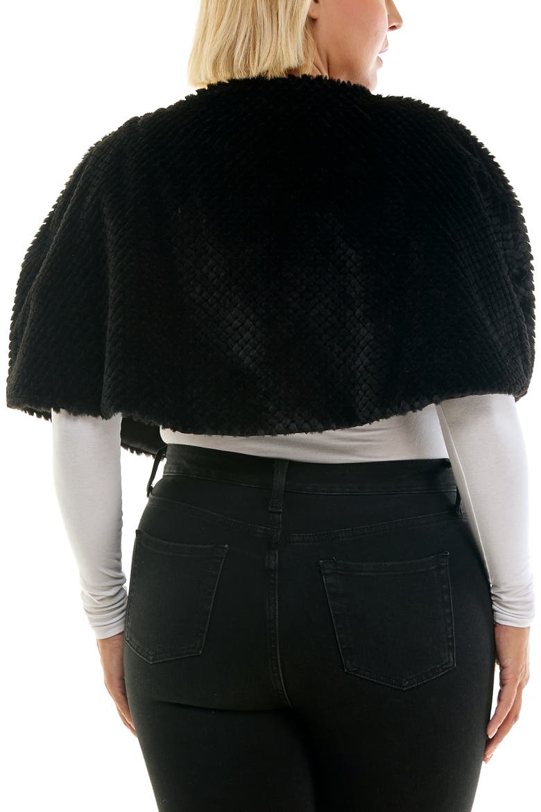 Faux Fur Wrap Capelet, Alternate, color, BLACK