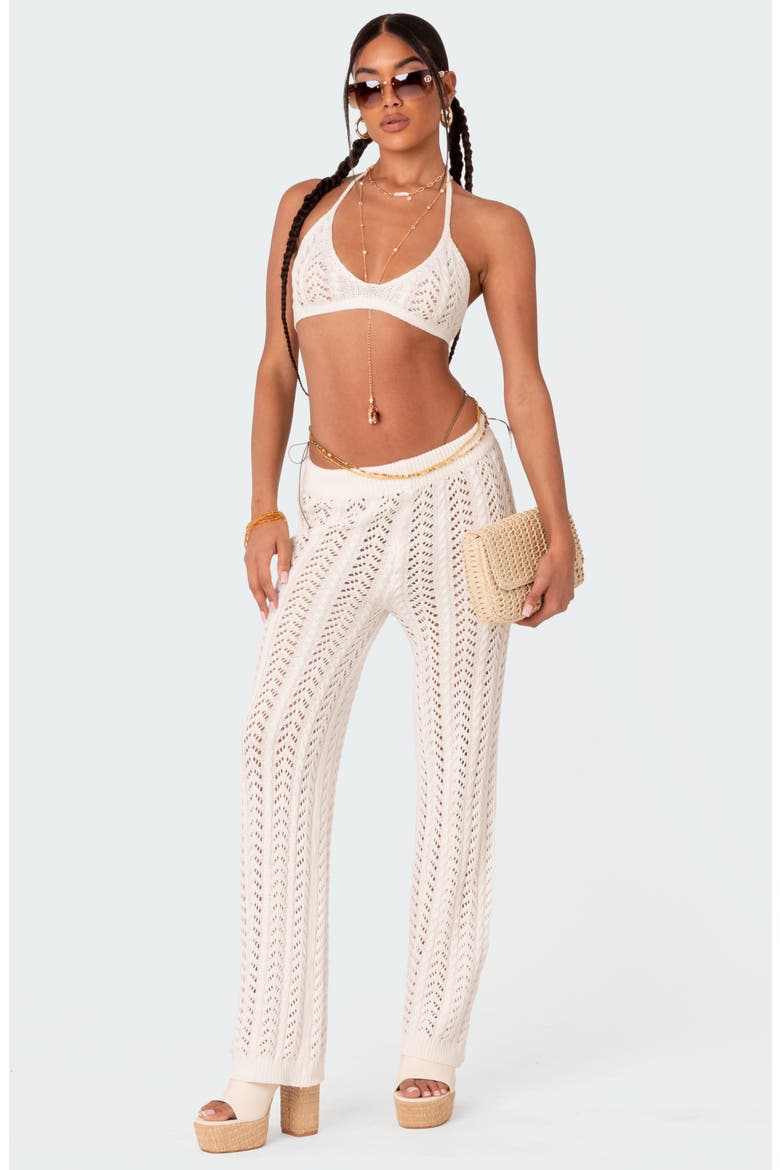 Elektra Sheer Open Knit Cover-Up Pants, Alternate, color, WHITE