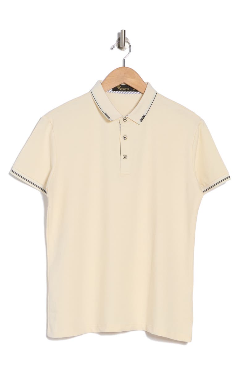 T.R. PREMIUM Tipped Short Sleeve Stretch Cotton Polo, Alternate, color, Cement