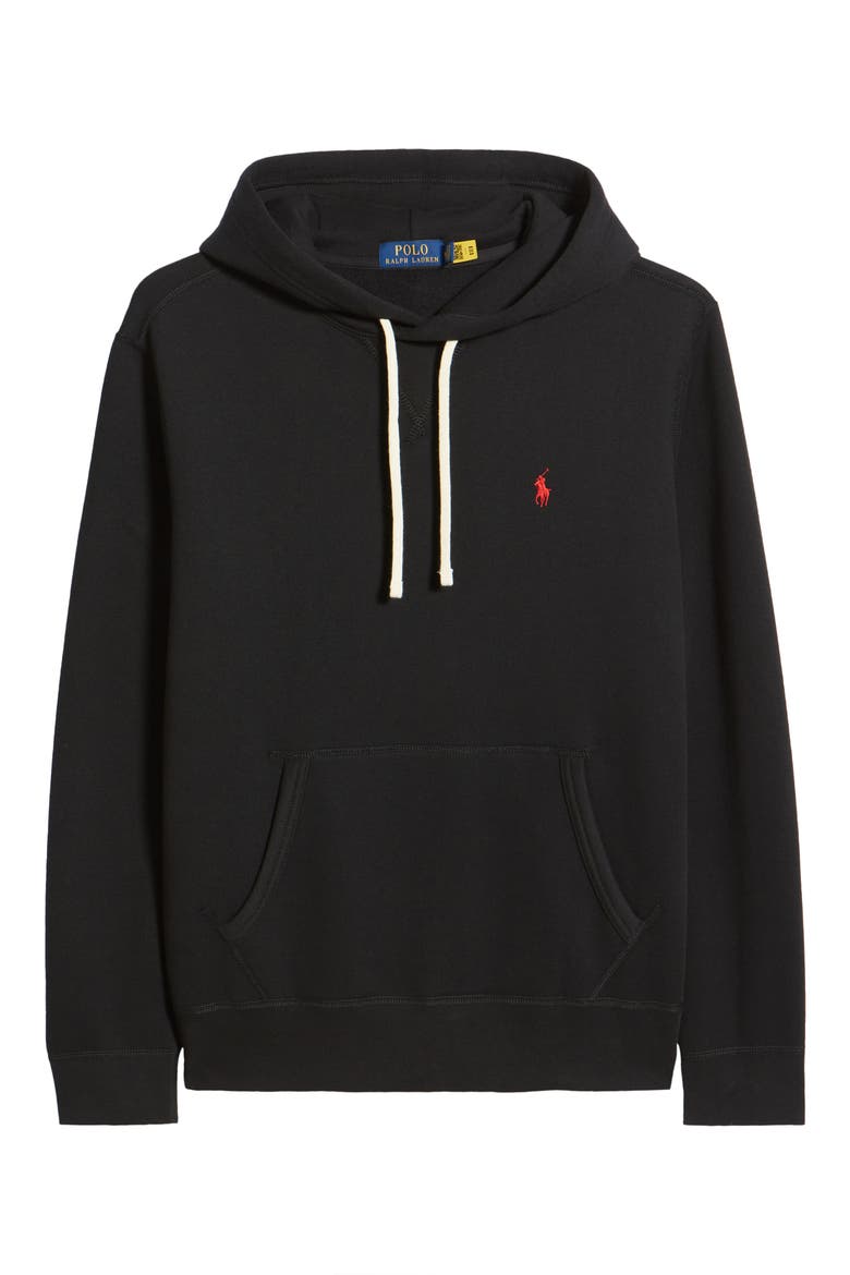 Fleece Pullover Hoodie, Alternate, color, POLO BLACK