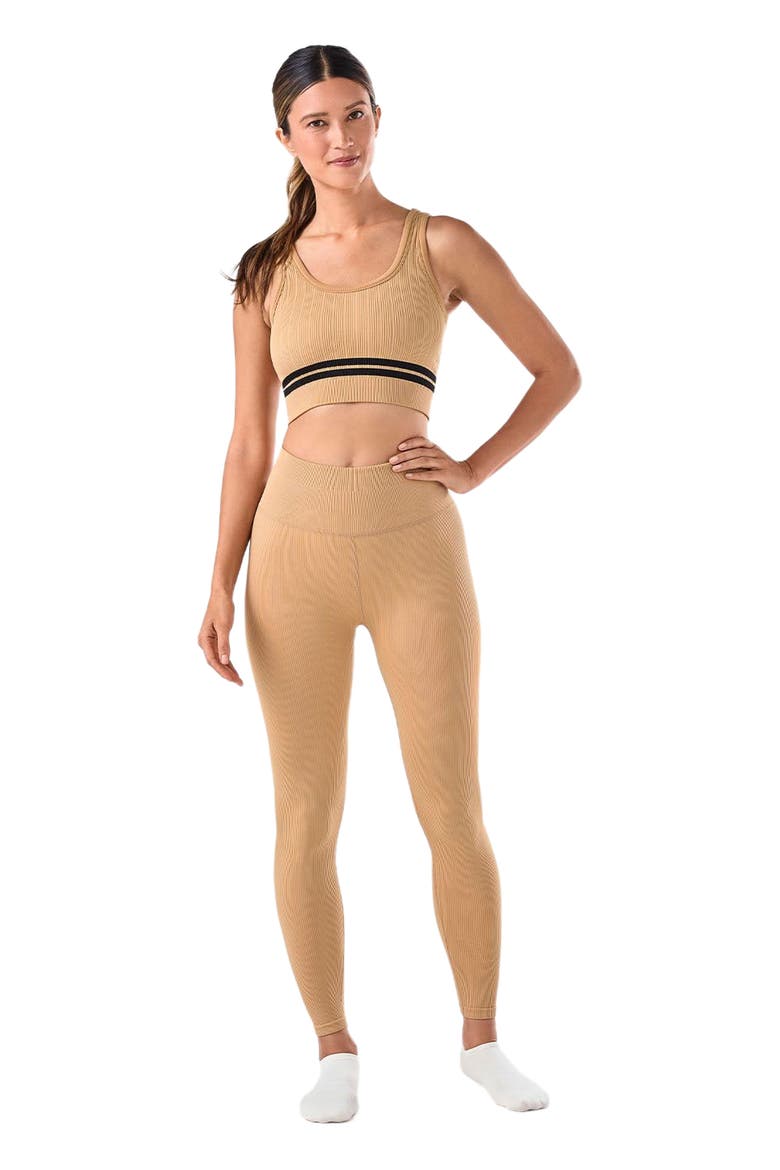Seamless Vibe Rib Bra, Alternate, color, CAPPUCINO